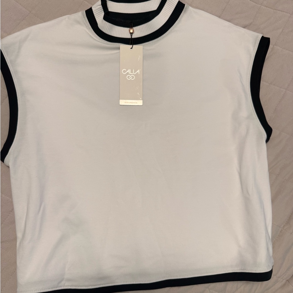 CALIA Women's Ribbed Cropped Mock Neck Tank